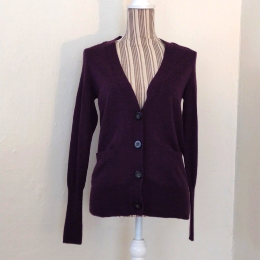 Loft Purple Wool Blend V-neck Cardigan Size S
